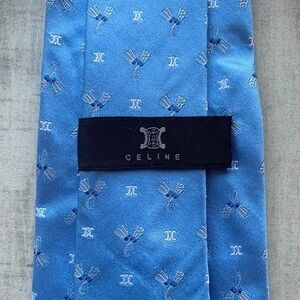 Celine Monogram Sky Blue Tie with Tassels